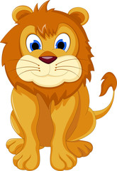cute lion cartoon sittiing