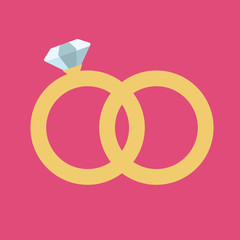 Vector wedding rings icon. Flat design