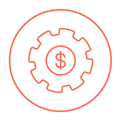 Gear with dollar sign line icon.