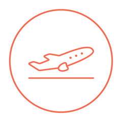Plane taking off line icon.