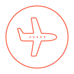 Fototapeta premium Flying airplane line icon.