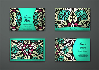 Vector vintage visiting card set.