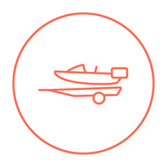 Boat on trailer for transportation line icon.