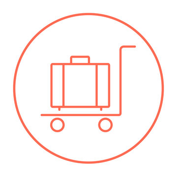 Luggage on trolley line icon.
