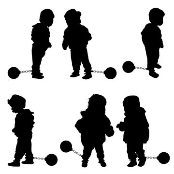 child with prision ball illustration