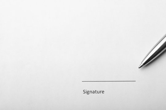 Sign here field. The signature concept.