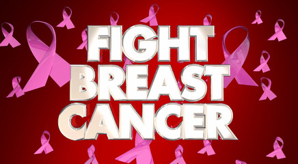 Fight Breast Cancer Ribbons Raise Awareness Beat Disease 3d Word