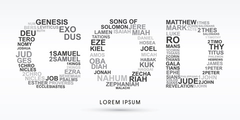 GOD, designed using bible words genesis to revelation graphic vector.