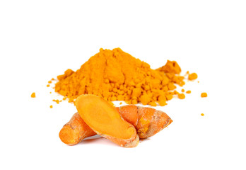 Turmeric,Turmeric powder on white background.