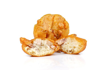 Fried Taro,Taro fritters on white background.