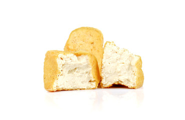 Fried Tofu on white background.