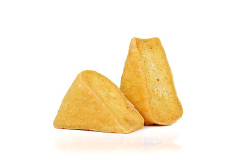 Fried Tofu on white background.