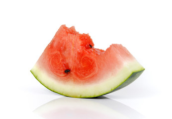 Watermelon slices with bite marks,Fruit for summer isolated on w