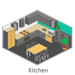 Isometric interior modern kitchen
