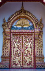 Door buddhist temple architecture Wat Phra Thad Doi Suthep in Chiang Mai, Thailand