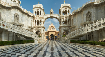ISKCON Krishna Balaram Temple.Vrindavan, Uttar-Pradesh, India. - obrazy, fototapety, plakaty