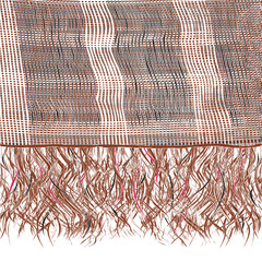 Grunge striped knitted weave scarf with fringe in brown,white,bl