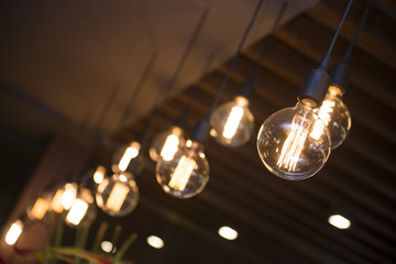 Decorative glowing light bulbs