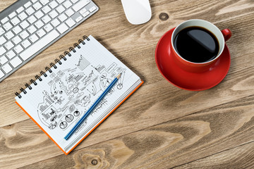 Business workplace with stuff