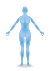 woman body silhouette who spreads her arms, vector illustration