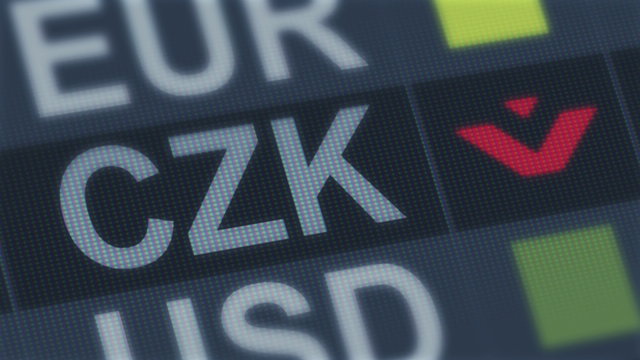 Czech koruna falling. World exchange market default. Global financial crisis