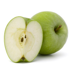 Green sliced apple isolated on white background cutout