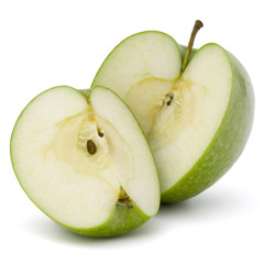 Green sliced apple isolated on white background cutout