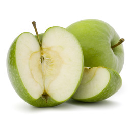 Green sliced apple isolated on white background cutout