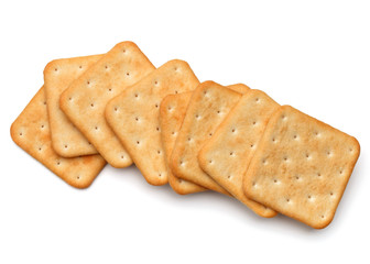 Dry cracker cookies isolated on white background cutout