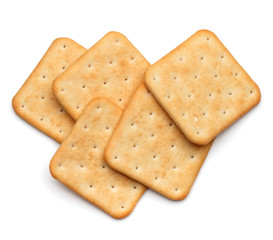 Dry cracker cookies isolated on white background cutout