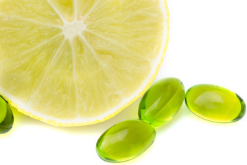 golden capsule and lemon,golden capsule and lemon,Pictures of half a lemon The capsule was placed...
