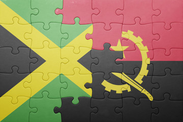 puzzle with the national flag of angola and jamaica