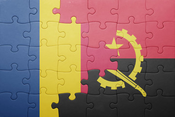 puzzle with the national flag of angola and chad