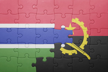 puzzle with the national flag of angola and gambia