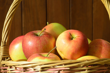 ripe apples in basket