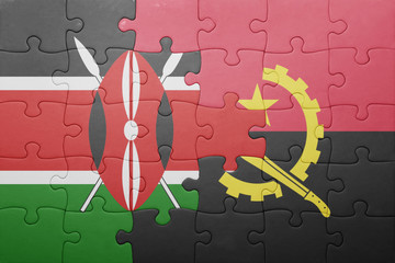 puzzle with the national flag of angola and kenya