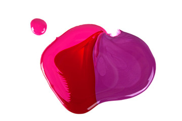 Close up of spilled colorful nail polish