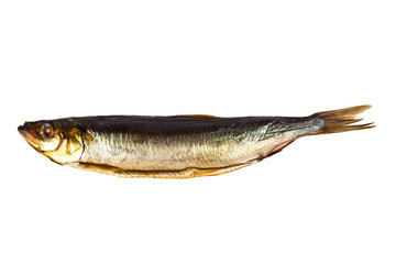 Smoked sprat isolated on a white background