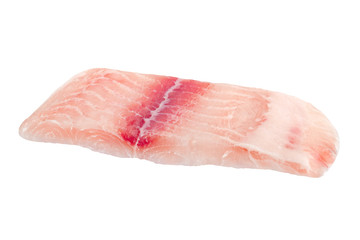 Closeup catfish slice isolated on white background
