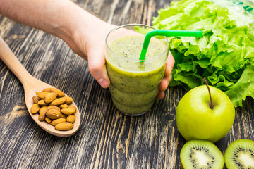 Close up of  smoothies with various ingredients.  Superfoods and healthy lifestyle or detox  diet food concept.