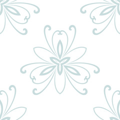 Floral ornament. Seamless abstract light blue and white background with fine pattern