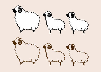 Fat and little sheep graphic vector