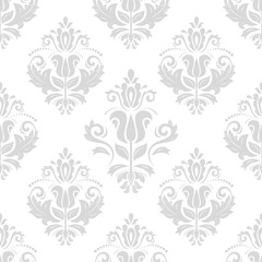 Oriental classic ornament. Seamless abstract light silver pattern