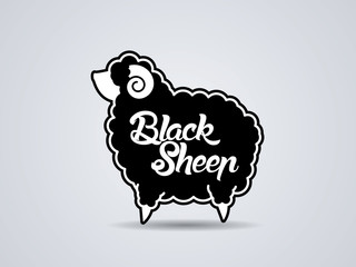 Fat Black sheep with text, logo, symbol, icon,graphic,vector.
