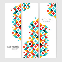 Geometric background Abstract banner header set.red, yellow & blue squares. minimalistic design creative concept stock-vector 10 EPS