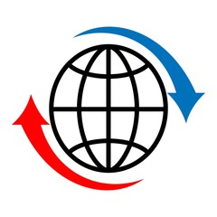 Logo globe with the direction on a white background