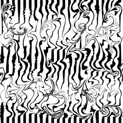 Seamless vector background with stripes and squiggles. Print. Cloth design, wallpaper.