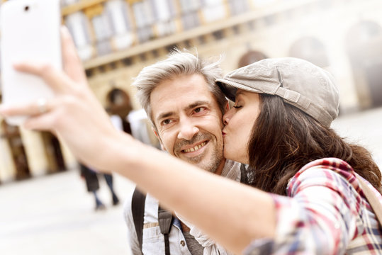 Couple in Spain making selfie picture