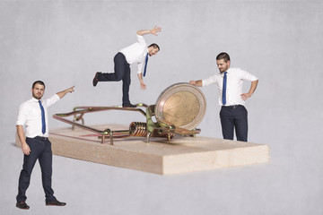  group of businessmen feeds on your money