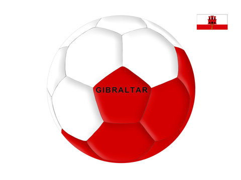 Soccer ball in the colors of the flag of Gibraltar